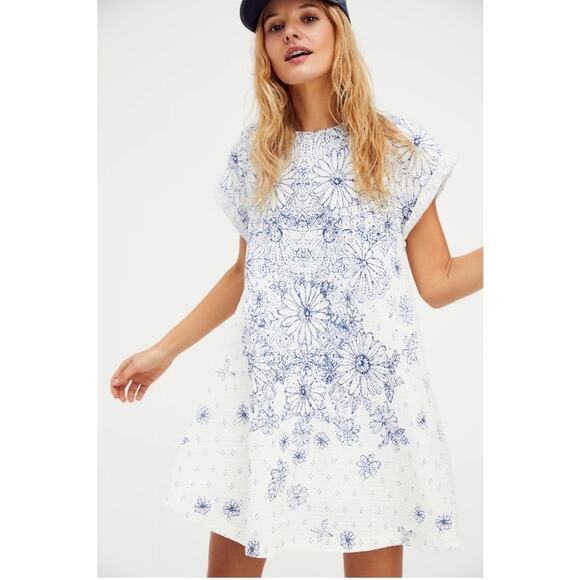 Free People | Pinwheel Oversized Floral Mini Dress Light Combo - Picture 5 of 16